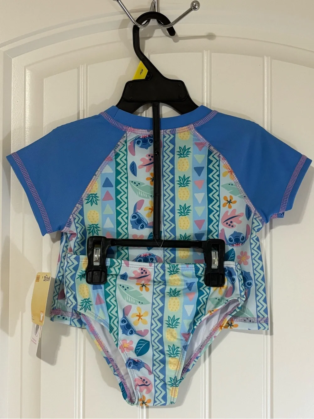 Disney Blue and Pastel Tropical Stitch Kids Rash Guard Swim Set